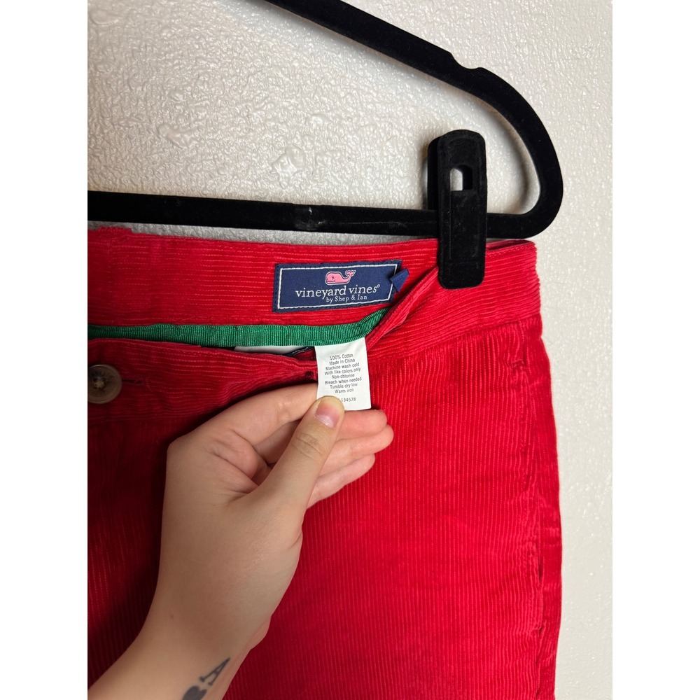 Vineyard Vines Men Red‎ Corduroy Christmas Light Pants Holiday Embroidered 33x32 - Picture 3 of 5